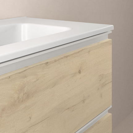 Mueble de baño Satori 3 cajones Roble tirador blanco