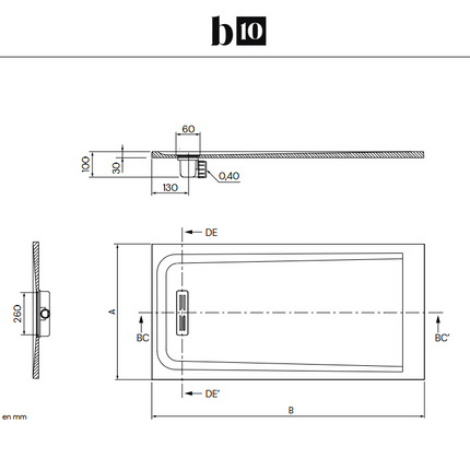 croquis Plato de ducha de resina Veryk de Baños 10