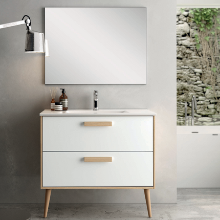 Mueble de baño Nordic 2 cajones lavabo integral Blanco