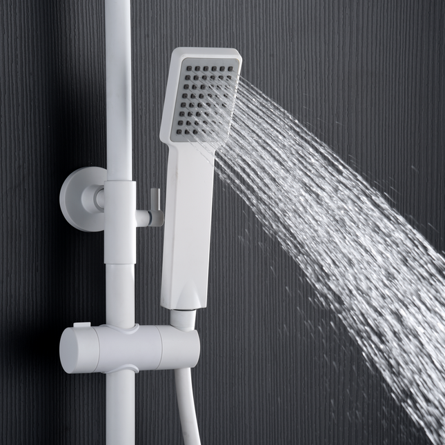 Conjunto Ducha Termostático ART de Imex Blanco Mate | Seguridad y Diseño en tu Baño - CuartoDeBaño.com