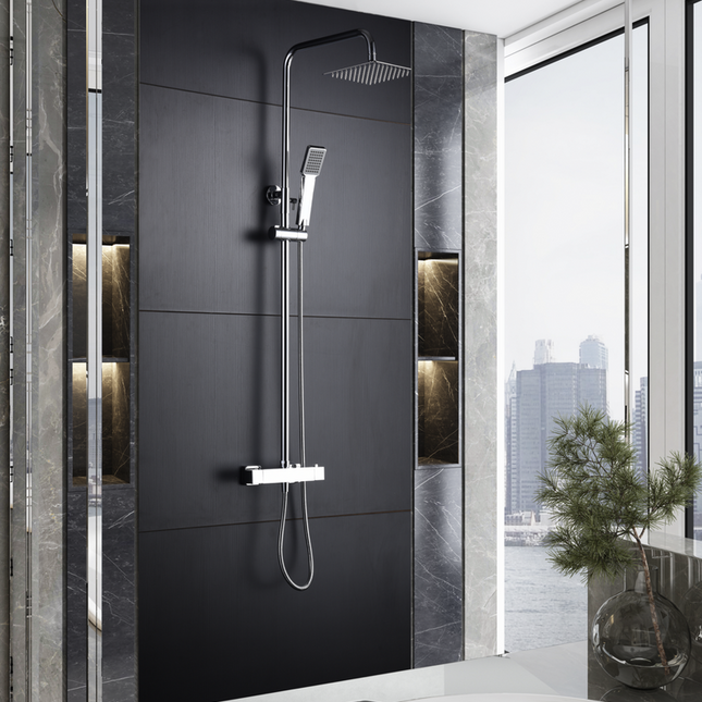 Conjunto Ducha Termostático ART de Imex Cromo | Seguridad y Calidad Probadas - CuartoDeBaño.com