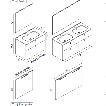 medidas Mueble de baño WIN de Royo