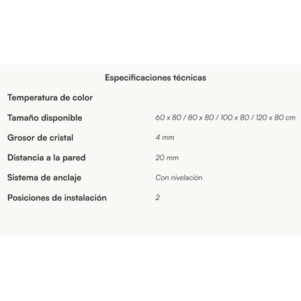 Especificaciones Espejo de baño Verona de Dyled, sin iluminación