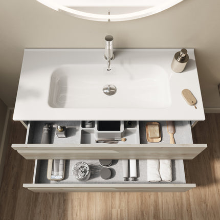 mueble de baño Vitale suspendido cajones abiertos