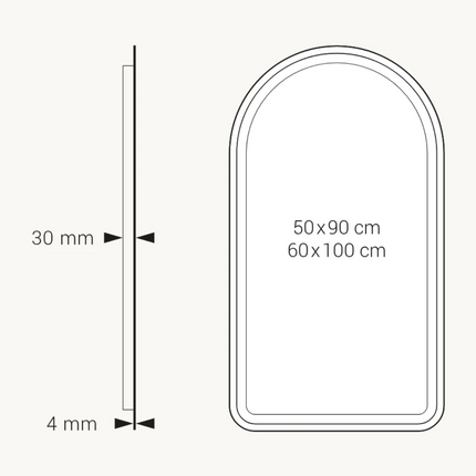 medidas Espejo de baño LED vertical Acueducto de Dyled
