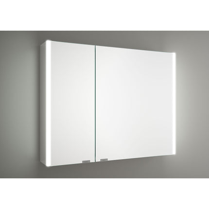 Armario ALLIANCE 80cm 2 puertas espejo doble con Enchufe y Luz Led Lateral IP44 (21.5W) - CuartoDeBaño.com