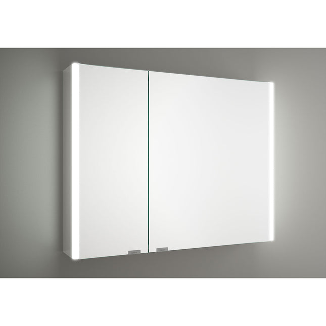 Armario ALLIANCE 80cm 2 puertas espejo doble con Enchufe y Luz Led Lateral IP44 (21.5W) - CuartoDeBaño.com