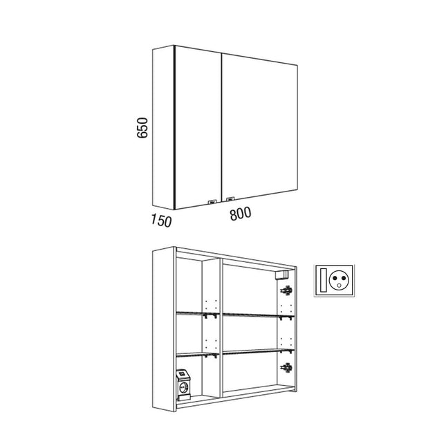 Armario de Baño ALLIANCE 80 cm con Espejo Doble | Salgar - CuartoDeBaño.com
