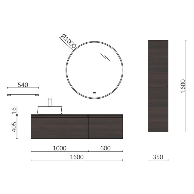 Conjunto MARA 160cm, Eucalipto Oceanía de Salgar - CuartoDeBaño.com