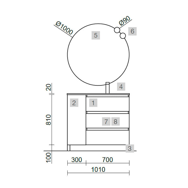 Medidas Conjunto SPIRIT 100 cm Nogal Maya