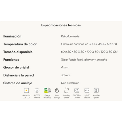 especificaciones espejo cuenca