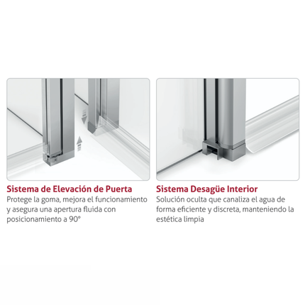 Mampara de ducha GIRO 524 de Kassandra | Panel Fijo con Abatible 180° | Sin Perfil Inferior
