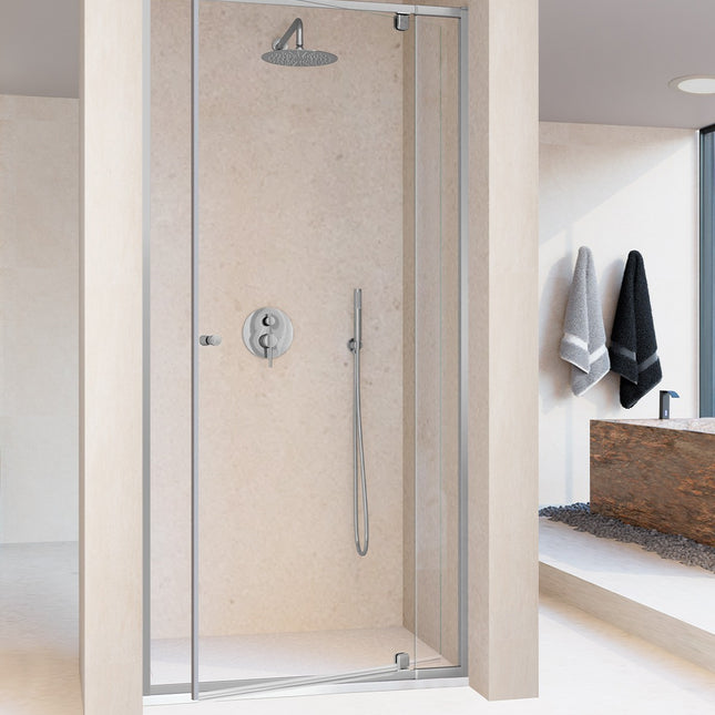 Mampara de Ducha PIVOT | 1 Fijo + 1 Abatible Pivotante | Guía Inferior | Estanqueidad Total | 200 cm - CuartoDeBaño.com