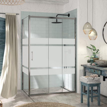 Mampara de ducha frontal corredera KAAROL con decorado bali