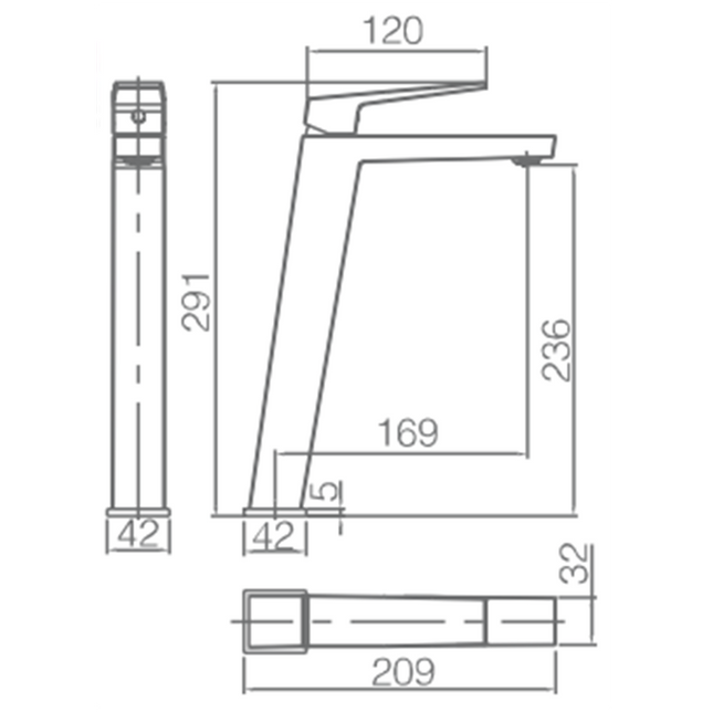 Croquis Grifo Lavabo Alto ART Cromo IMEX