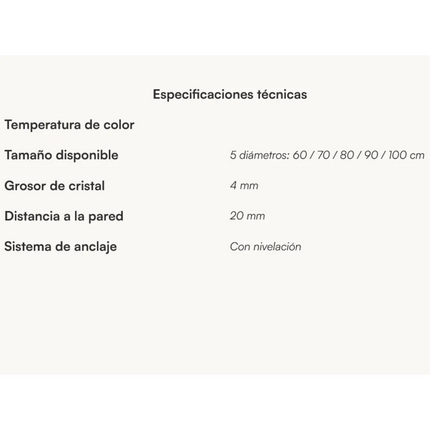 Especificaciones Espejo de baño redondo Lugo de Dyled, sin iluminación