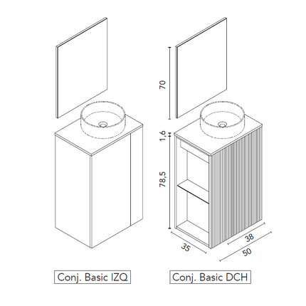 croquis Mueble de baño BASSI de royo