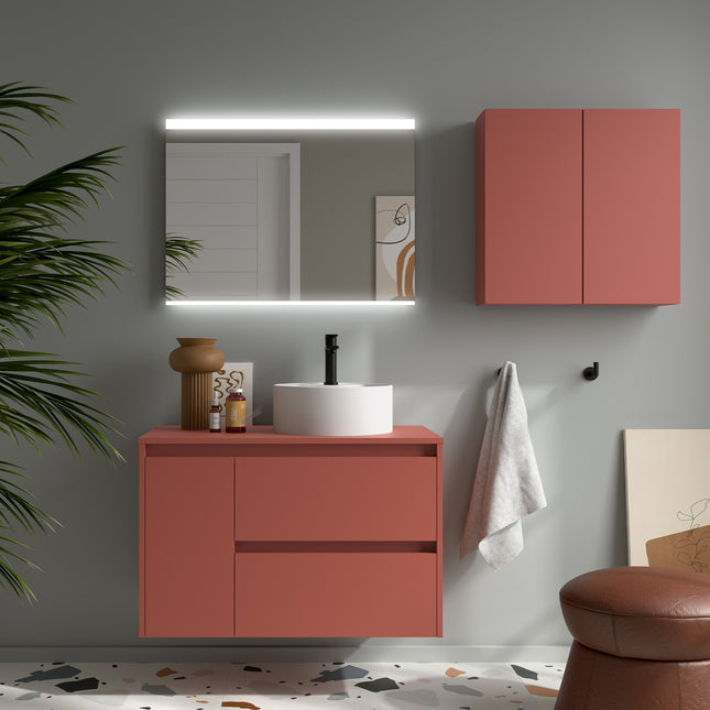 noja 2 cajones 1 puerta lavabo sobreencimera derecha rojo