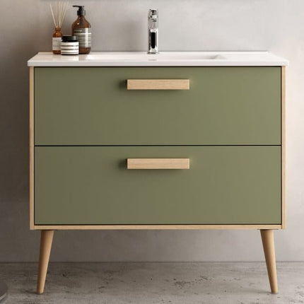 Mueble de baño Nordic 2 cajones lavabo integral Verde