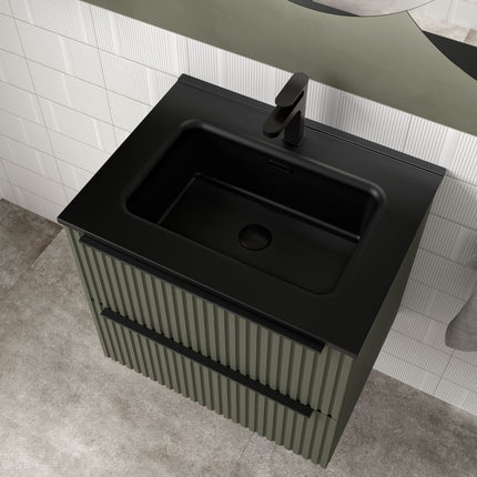 Lavabo integrado Constanza negro mate 1 poza