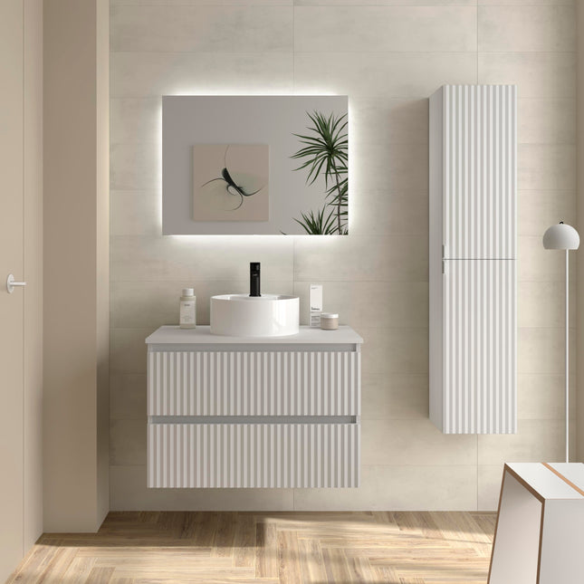 Mueble de Baño KIRA blanco con Lavabo Sobre Encimera