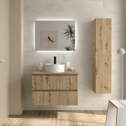 Mueble de Baño KIRA roble con Lavabo Sobre Encimera