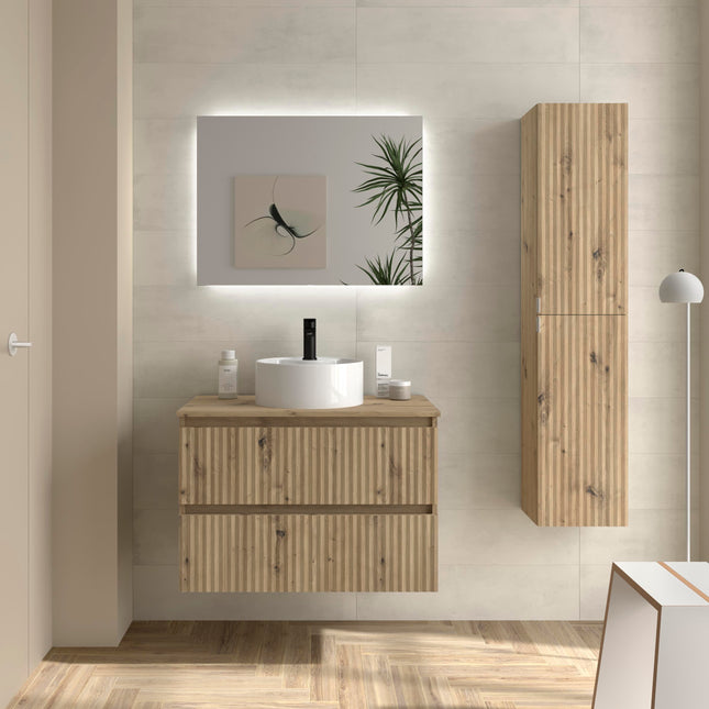 Mueble de Baño KIRA roble con Lavabo Sobre Encimera