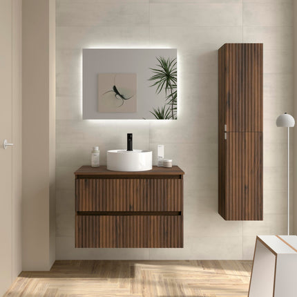 Mueble de Baño KIRA nogal con Lavabo Sobre Encimera