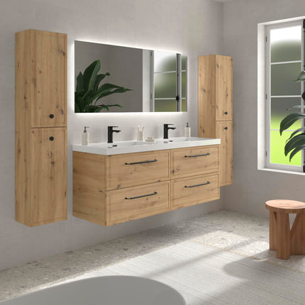 Mueble de baño RUNA roble con Lavabo Integrado doble