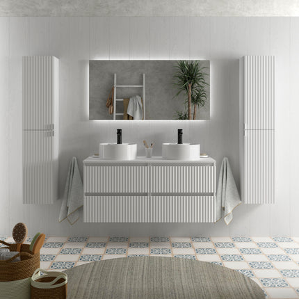 Mueble de Baño KIRA blanco con Lavabo Sobre Encimera doble
