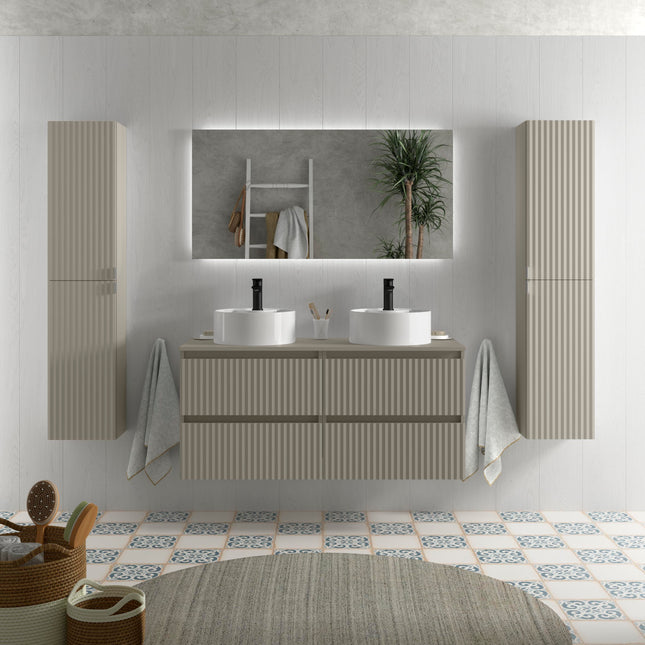 Mueble KIRA gris con Lavabo Sobre Encimera doble