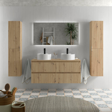 Mueble KIRA roble con Lavabo Sobre Encimera doble
