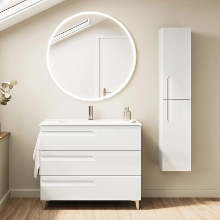 Conjunto mueble de baño VITALE de 3 cajones blanco brillo 