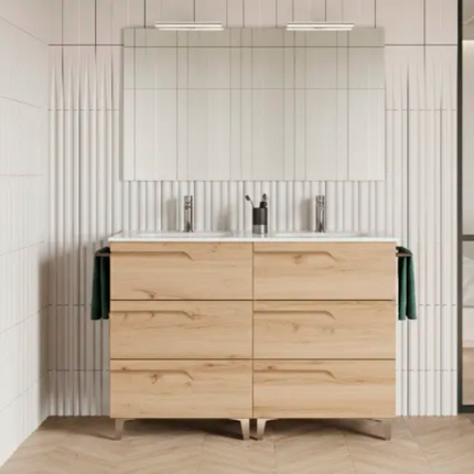 Conjunto mueble de baño VITALE de 6 cajones beige nature