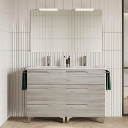 Conjunto mueble de baño VITALE de 6 cajones blanco nature