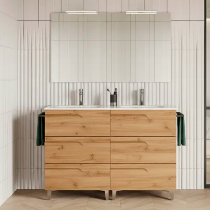 Conjunto mueble de baño VITALE de 6 cajones hickory