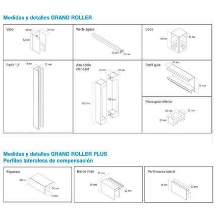 Cotas mamparas serie GRAND ROLLER de Seviban