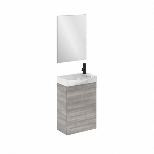 Mueble de baño MIKA fondo reducido de 24 cm. Ancho 45 cm con 1 puerta gris arenado con lavabo