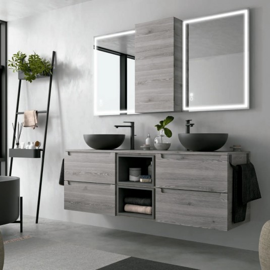 Mueble de baño MODULAR MONTERREY Salgar de 145 cm (60+45+60) con LAVABO doble
