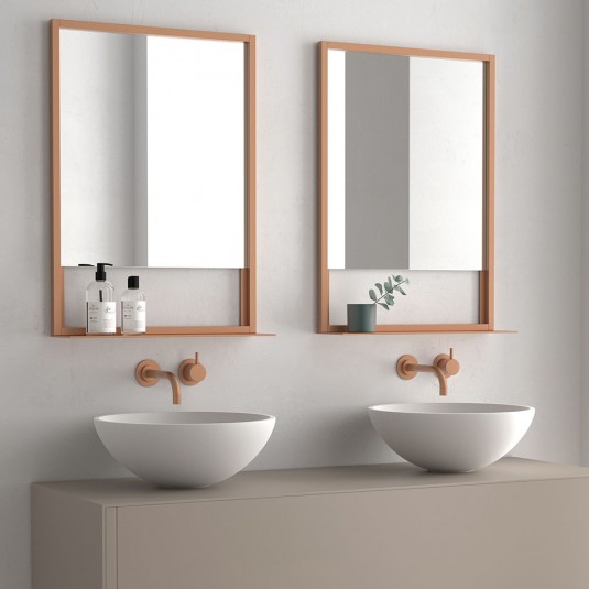 Espejo de baño ADELAIDA de 100x70 cm con repisa y marco metálico