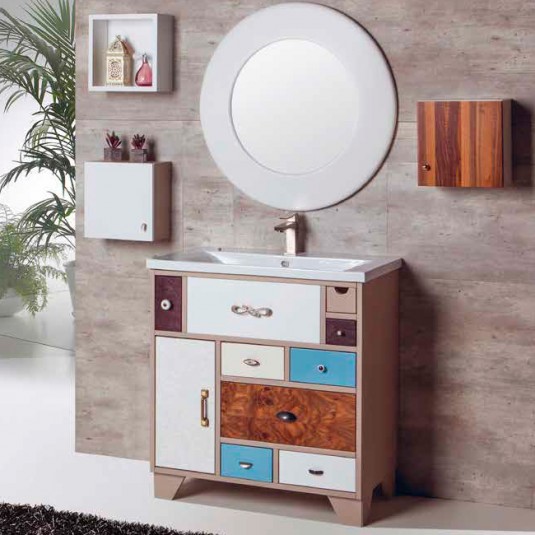 Mueble de baño VINTAGE 08 80 cm con lavabo cerámico LINEA Verrochio