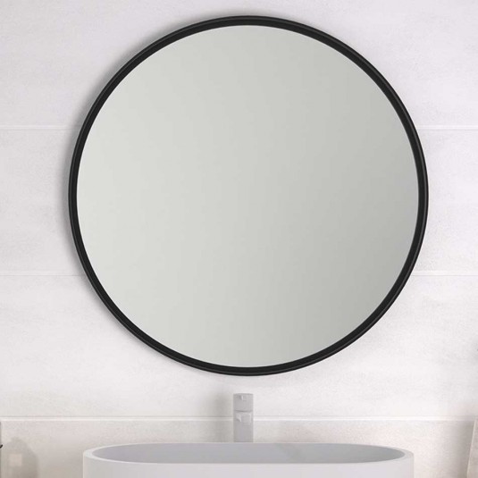 Espejo de baño redondo ARUBA Ø70 cm con marco metálico lacado