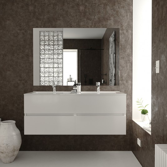 Conjunto Mueble de Baño BERK 120 cm con lavabo cerámico y espejo Luna