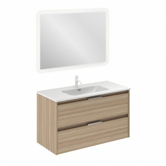 Mueble de baño SUKI de 100 cm con 2 cajones NOGAL ARENADO con lavabo