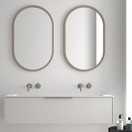 Espejo de baño ovalado CERDEÑA de 50x80 cm con marco metálico lacado mate