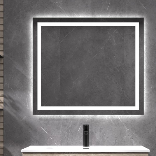 Espejo de baño CIES de 100x70 cm con luz LED frontal y trasera