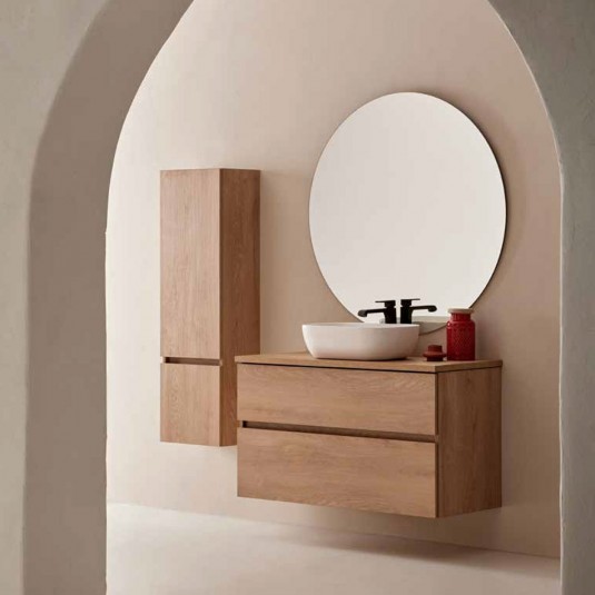 Mueble de Baño Suspendido con Lavabo Cerámico 2 cajones con Cierre  Amortiguado y Organizador 60 cm