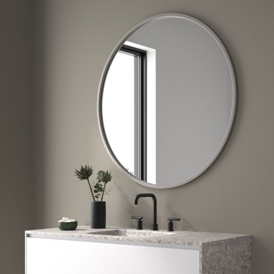Espejo de baño redondo LEYTE Ø50 cm con marco metálico lacado mate