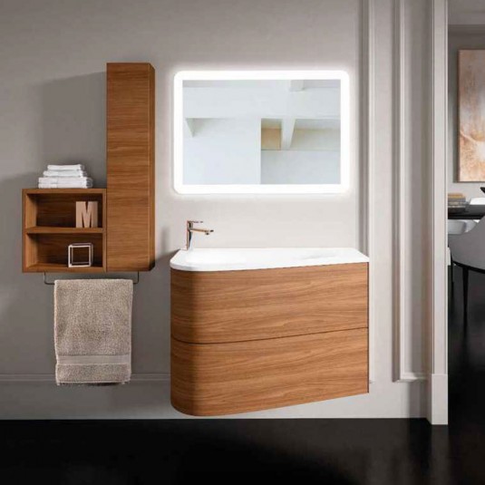 Mueble de baño LOOP Inve 90 cm nogal lacado 2 cajones con LAVABO