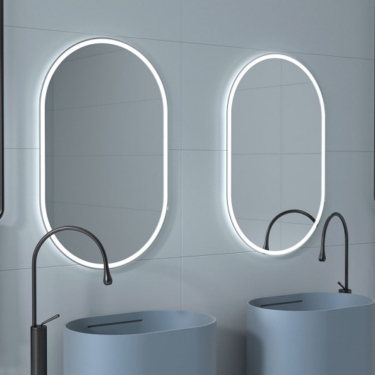 Espejo de baño LUZON Ovalado de 50x80 cm con luz LED